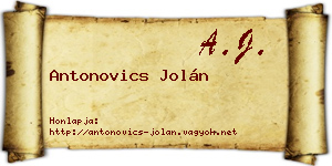 Antonovics Jolán névjegykártya