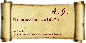 Antonovics Jolán névjegykártya