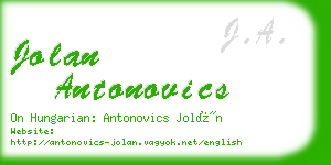 jolan antonovics business card